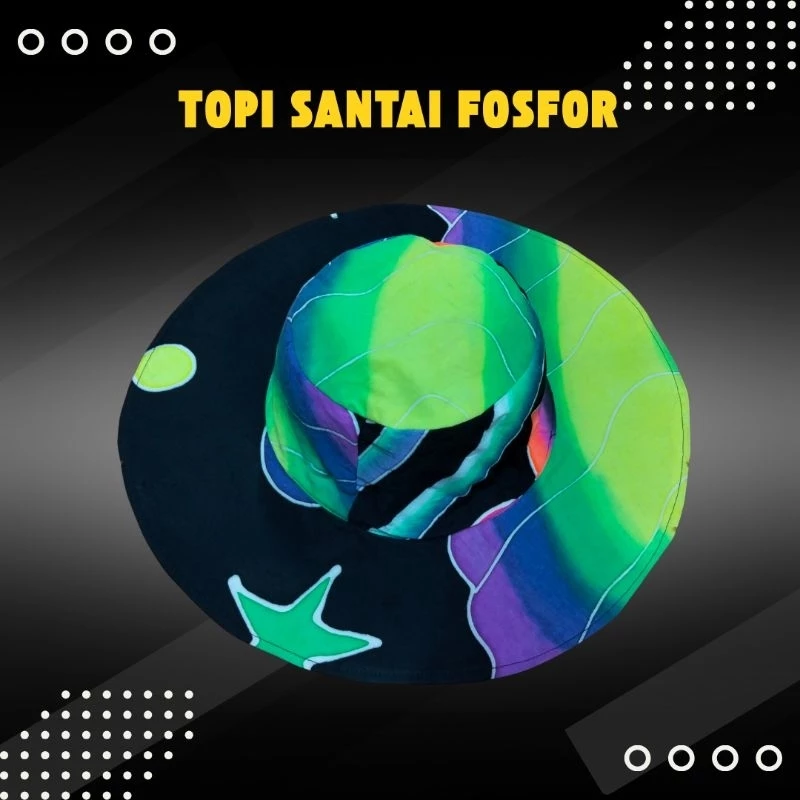 Topi Santai Batik Fosfor Unisex - Topi Bucket Glow in the Dark